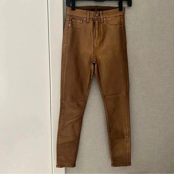 7 For All Mankind Coated Skinny Jeans- Size 24; Like New (Never Worn) - Picture 1 of 12